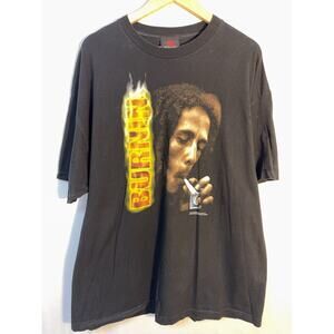 Bob Marley Shirt Mens 2X 2XL Black Reggae Zion Rootswear Smoke 420 Band Y2K VTG